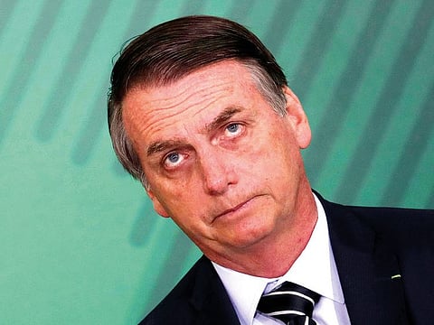 Brazil’s President Jair Bolsonaro, attends during transmission positions ceremony, at the Presidential Palace, in Brasilia, Brazil, Wednesday, January 2. 
