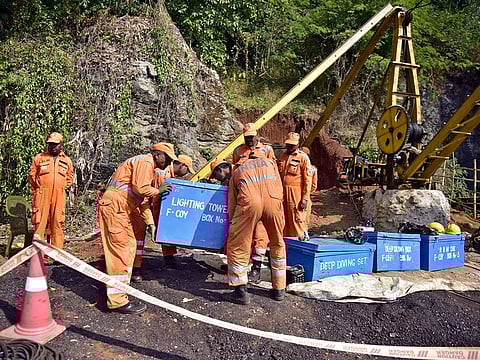 Rescuers work at the site of a coal mine that collapsed in Ksan, in the northeastern state of Meghalaya, India, December 29, 2018.