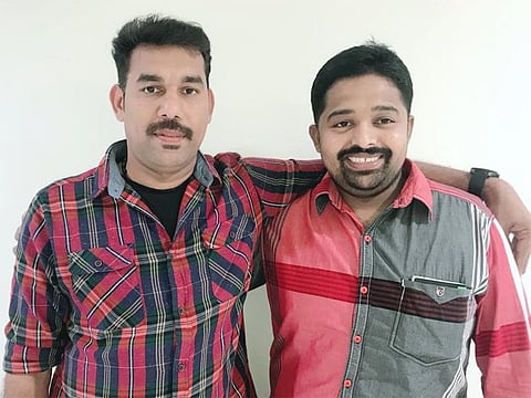 Prasanth (left) and Sarath before they headed to the airport on Thursday night .