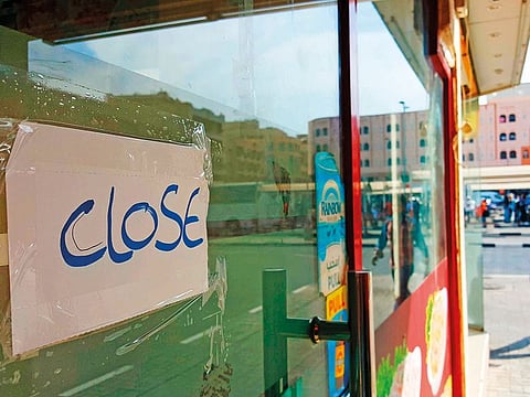 A closed shop at Ghubaiba bus stop.