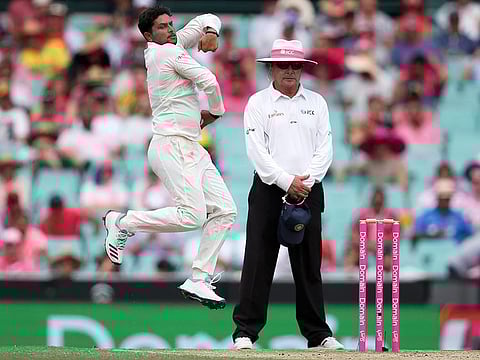 India's Kuldeep Yadav runs in to bowl to Australia on day 3 of their cricket test match in Sydney, Saturday, January 5, 2019. 