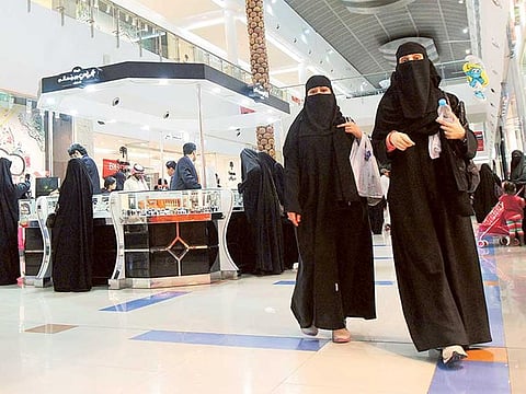 Saudi women shop at Al Hayatt mall in Riyadh in 2012. Single men are not allowed into the building.