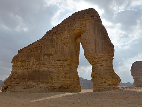 The famous Elephant rock in the Ula desert near Al Ula. 