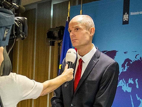 Dutch minister of Foreign Affairs Stef Blok talks to journalists in the parliament in The Hague, on January 8, 2019. 