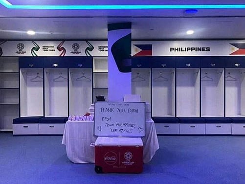 Phillipines team at Al Maktoum Stadium in Dubai.