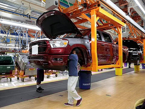 Fiat Chrysler Automobiles' assembly workers build 2019 Ram pickup trucks at the FCA Sterling Heights Assembly Plant in Michigan.