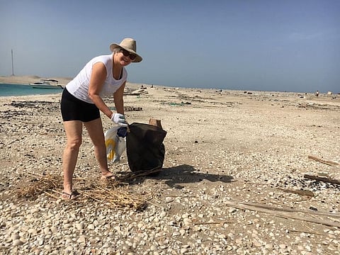 Alison Sriparam at a beach clean up in Dubai 
