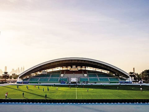 Australian team go through their paces during a training session at the Police Officer Club Stadium in Dubai on Thursday.