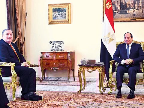 US Secretary of State Mike Pompeo meets with Egyptian President Abdel Fattah Al Sisi in Cairo on January 10, 2019. 
