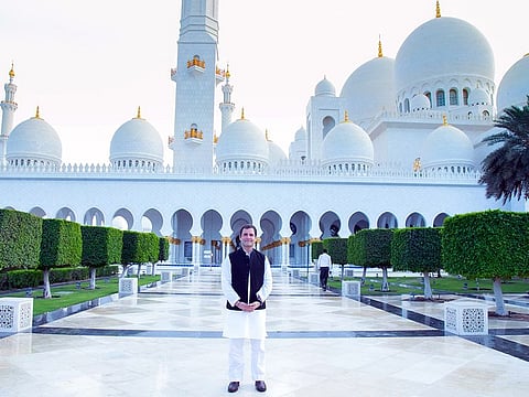 Indian National congress president Rahul Gandhi visits Sheikh Zayed Masjid in Abu Dhabi.