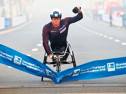 Swiss legend Marcel Hug – aiming to win a second consecutive Standard Chartered Dubai Marathon on January 25.