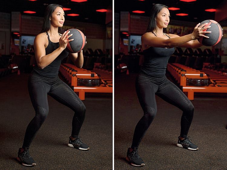 Medicine Ball Squat Front Press