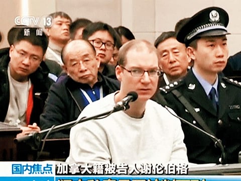 A still image taken from CCTV video shows Canadian Robert Lloyd Schellenberg in court, where he was sentenced with a death penalty for drug smuggling, in Dalian, Liaoning province, China on January 14, 2019. 