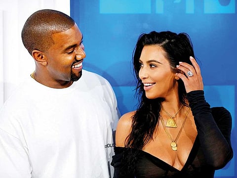 File photo of Kanye West and Kim Kardashian 