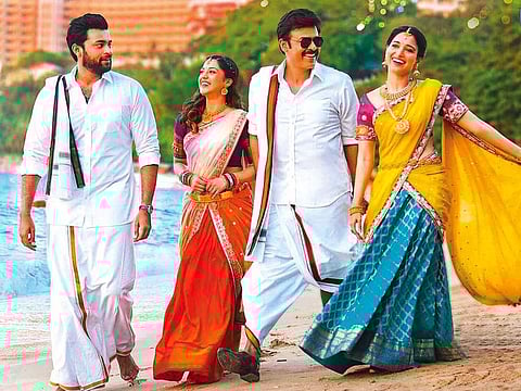 Varun Tej, Mehreen Pirzada, Venkatesh and Tamannaah in the film.