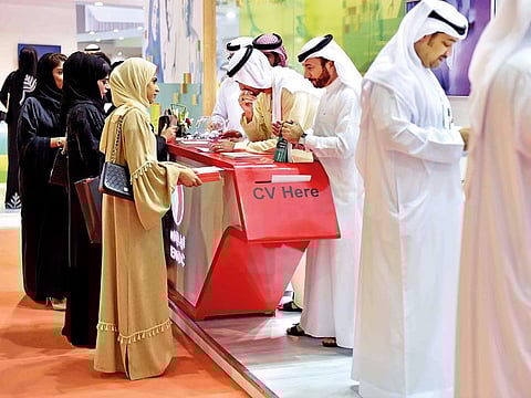 A career fair in Dubai. The main significance of growth in the GCC, particularly in the non-oil sector, is as a driver of job creation for the burgeoning national populations.