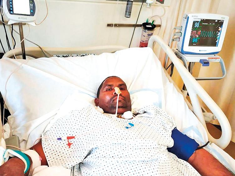 Hazrat Hussain in hospital after the brain surgery.