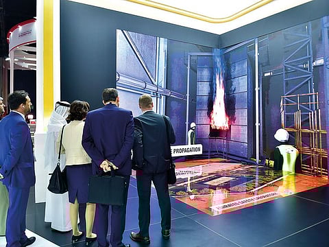  The Directorate General Of Dubai Civil Defence stall at the Intersec 2019, the ongoing trade show for security, safety and fire protection under way at DWTC.