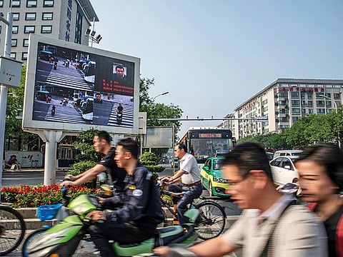 An intersection in Xiangyang, China.