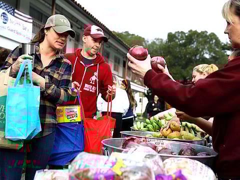 Coast Guard families affected by the government shutdown lined up for free food in Novato, Calif.