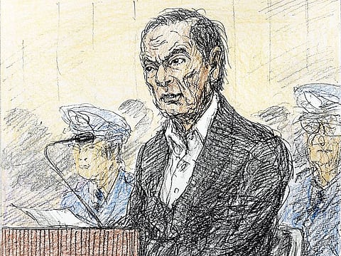 A courtroom sketch of Carlos Ghosn