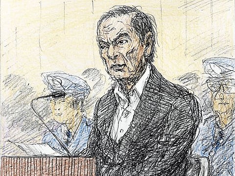 A courtroom sketch of Carlos Ghosn