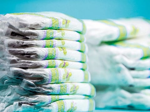 Nappies pictured in a photo studio in Paris