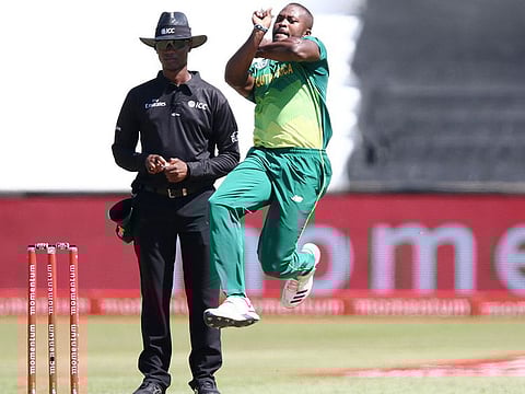 Andile Phehlukwayo of South Africa bowls during the second One Day international cricket match between South Africa and Pakistan held at the Kingsmead Cricket Stadium in Durban.  