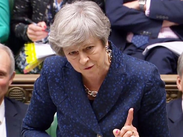 Britain's Prime Minister Theresa May as she speaks