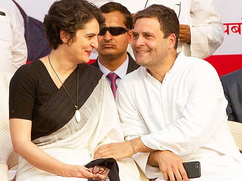 File photo: Congress party President Rahul Gandhi (right) with his sister Priyanka Gandhi Vadra. 