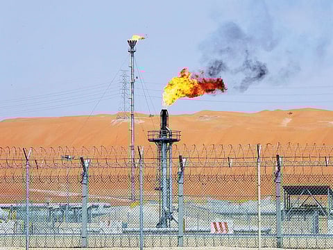 Gas is flared at Aramco’s Shaybah oilfield. 