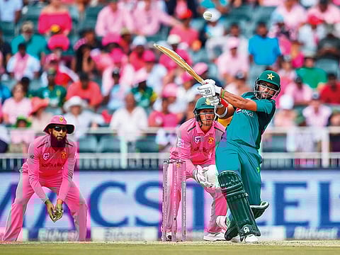 Pakistan's Imam-ul-Haq plays a shot during the 4th one-day international (ODI) cricket match between South Africa and Pakistan at the Wanderers Cricket Stadium in Johannesburg