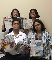 Bhumika Aparanji and family with paper bags