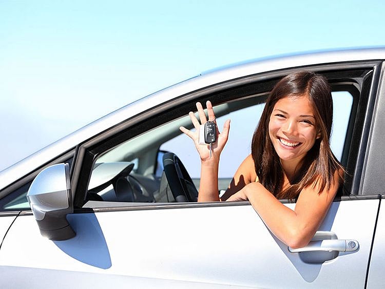 Girl driving car