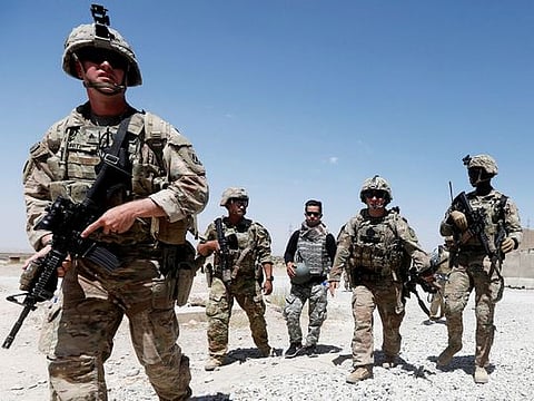 File photo: US troops patrol at an Afghan National Army (ANA) Base in Logar province, Afghanistan August 7, 2018. 