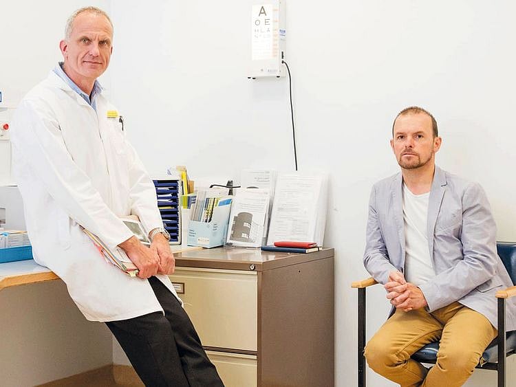 Professor Robert MacLaren with Matthew Bishop