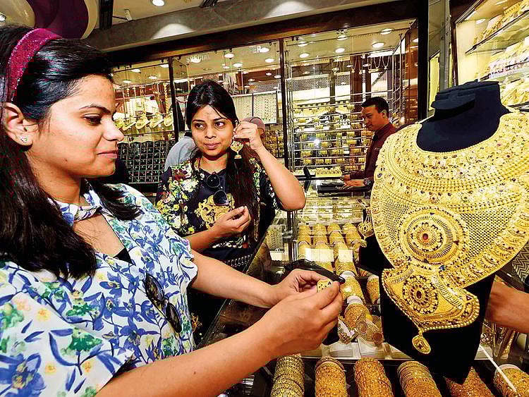 Shoppers check out a bridal jewellery