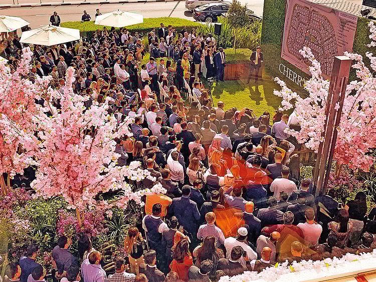 Crowds queue up for the sales launch for the Cherrywoods project from Meraas