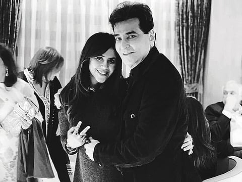 Ekta Kapoor with her father and veteran actor Jeetendra.