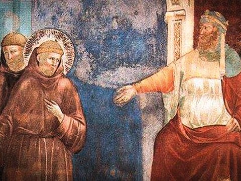The meeting between St Francis of Assisi and Egypt’s Sultan Al Kamil Al Ayoubi became the subject of a famous fresco in Assisi, Italy.