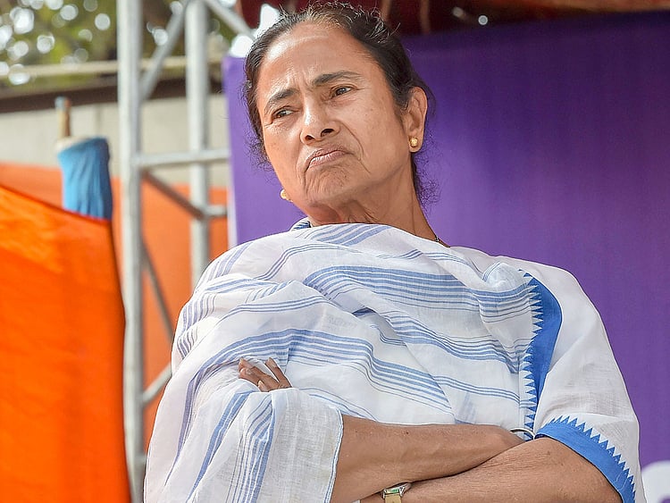West Bengal Chief Minister Mamata Banerjee during a sit-in