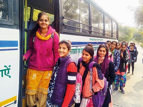 Going to college is no more a problem for these village girls.