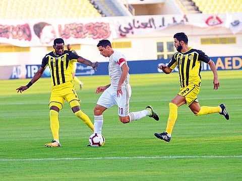 Action from the match between Al Wahda and Ittihad Kalba in the AGL round 14 on Tuesday. Wahda won 4-2.