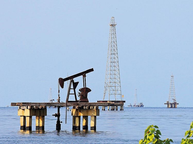 Oil platforms on Lake Maracaibo in Cabimas