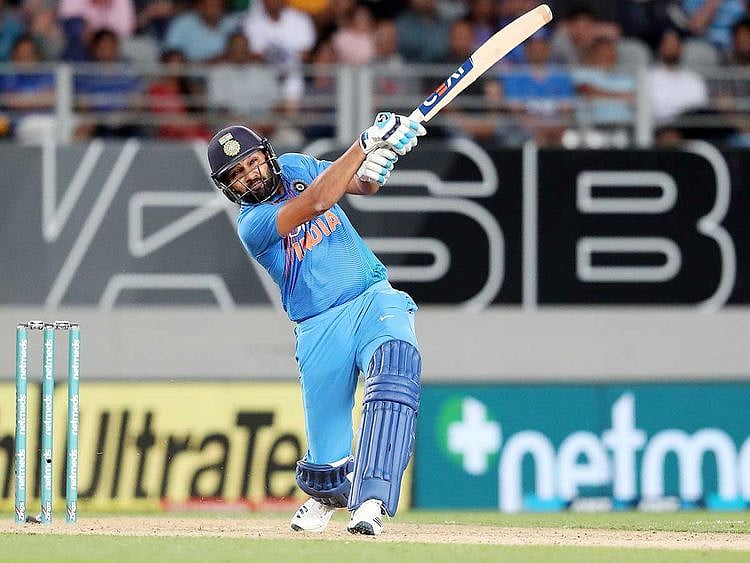 India's Rohit Sharma plays a shot