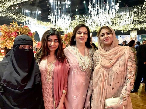 'The precious ladies of my family Khatija, Raheema and Sairaa with Nita Ambaniji,' tweeted Rahman.