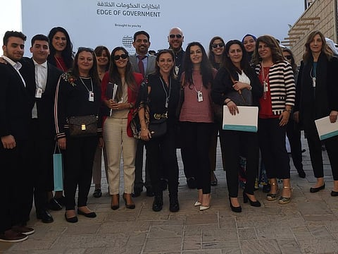 Group of interpreters posing for picture during the during the World Government Summit  at Madinat Jumeirah