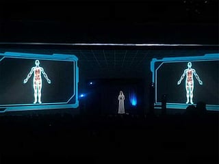 Shaikh Hamdan uses a hologram to make his point