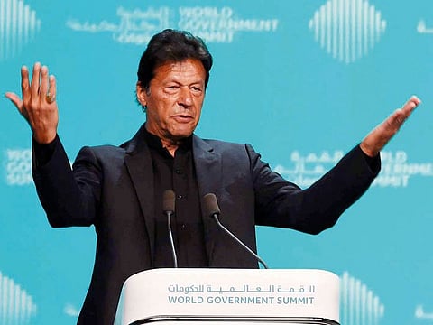 Imran Khan, Prime Minister of Pakistan, addresses the World Government Summit at Madinat Jumeirah.