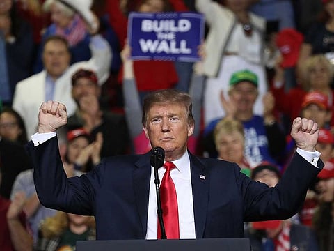  US President Donald Trump speaks during a rally at the El Paso County Coliseum on February 11, 2019 in El Paso, Texas.